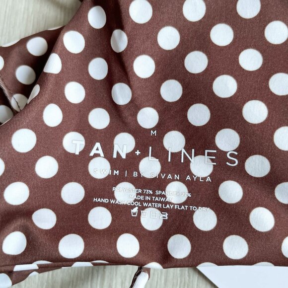 Tan + Lines Polka Dot Sedona Top Brown White Size Medium NEW NWT - Picture 2 of 5